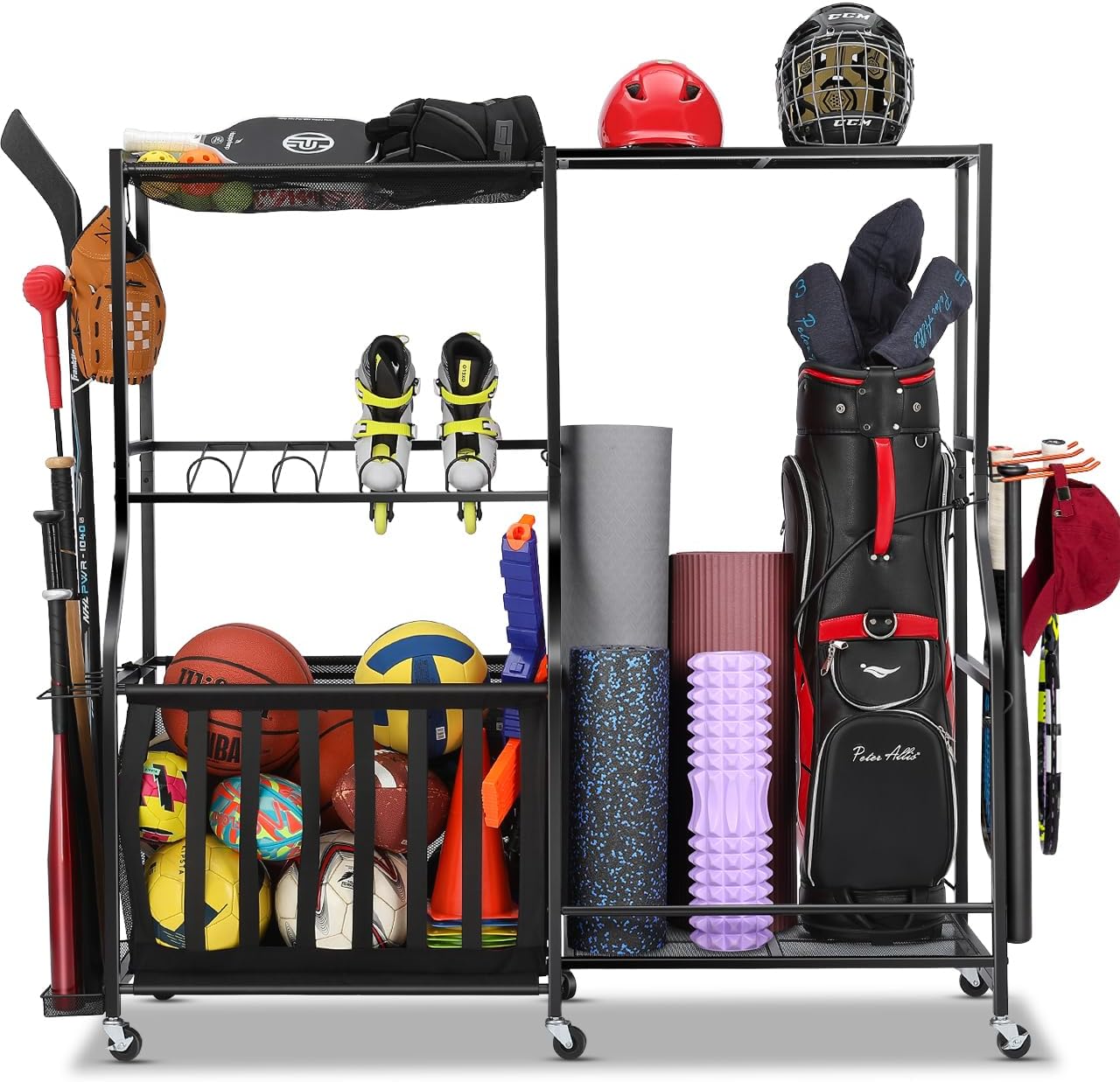 Golf Equipment Garage Organizer - Tekerlekli Garaj Spor Ekipmanları Düzenleyici Golf