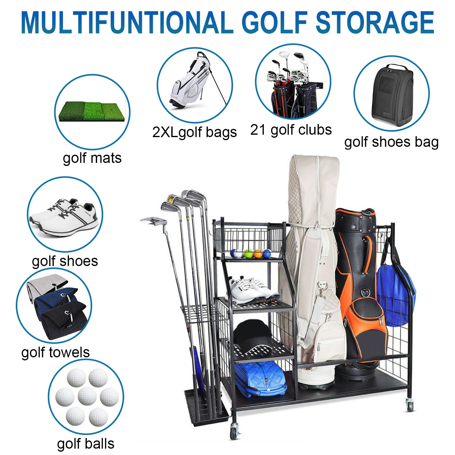 Golf Çantası Depolama Garaj Or - Golf Equipment Garage Organizer incelemesi ve fiyatı