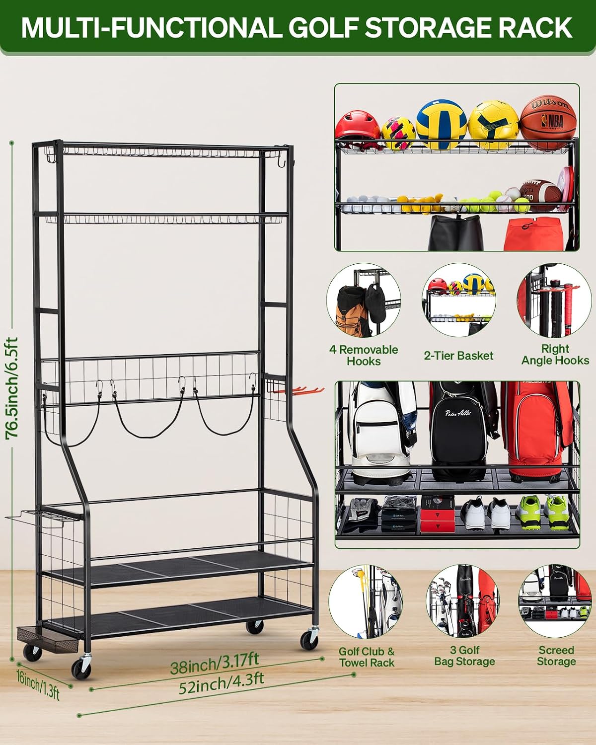 Golf Çantası Saklama Düzenleyi - Golf Equipment Garage Organizer incelemesi ve fiyatı
